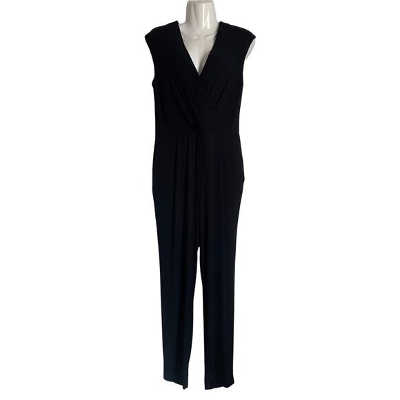 Polo Ralph Lauren Black Classy Jumpsuit Cap Sleeve V-Neck Womens Size 2 - Picture 1 of 7